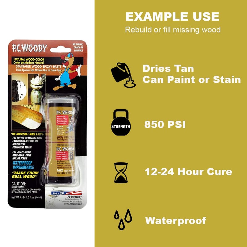 PC Products PC-Woody Wood Repair Epoxy Paste, Two-Part 48 oz in Two Cans, Tan 643334 - Image 2